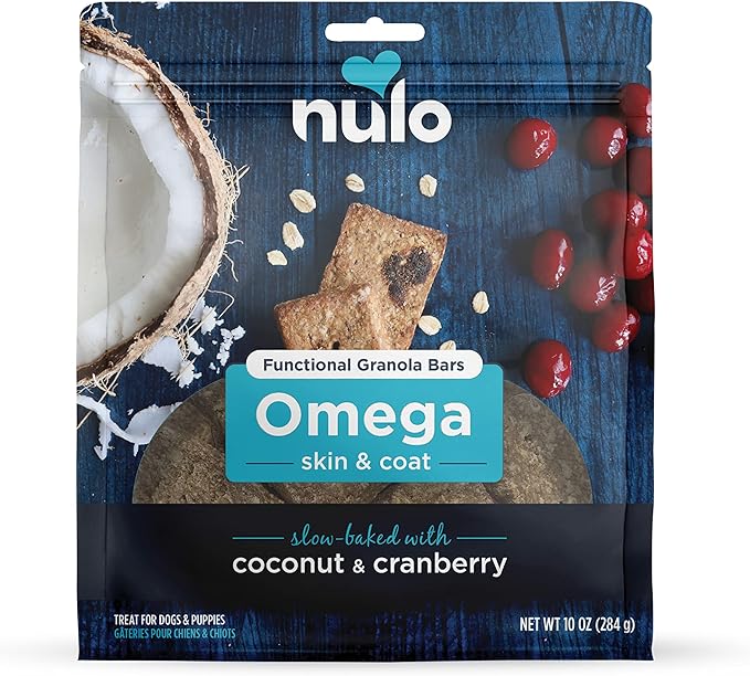 Nulo Functional Granola Bars, Healthy Dog Treats, Oven Baked, Made with Prebiotics and Probiotics, Contains No Added Salt, Sugar, or Molasses, 10 Ounce Bag