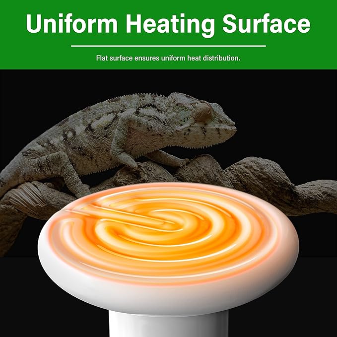 HealSmart Reptile Heat Lamp 150W Ceramic Heat Emitter, No Light Emitting Heat Bulbs for Amphibian Pet Brooder Coop Incubating Chicken, Lizard Bearded Dragon Turtle Snake Terrarium White