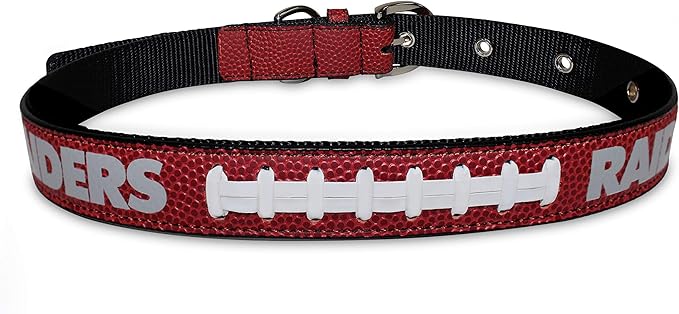 Pets First Tough Leather Pet Collar NFL Los Vegas Raiders Premium Dog Collar, Size Large.Best & Strongest Heavy-Duty Dog Collar!,oakland raiders,'large (20-29''L & 1''W)'(OAK-3081-LG)