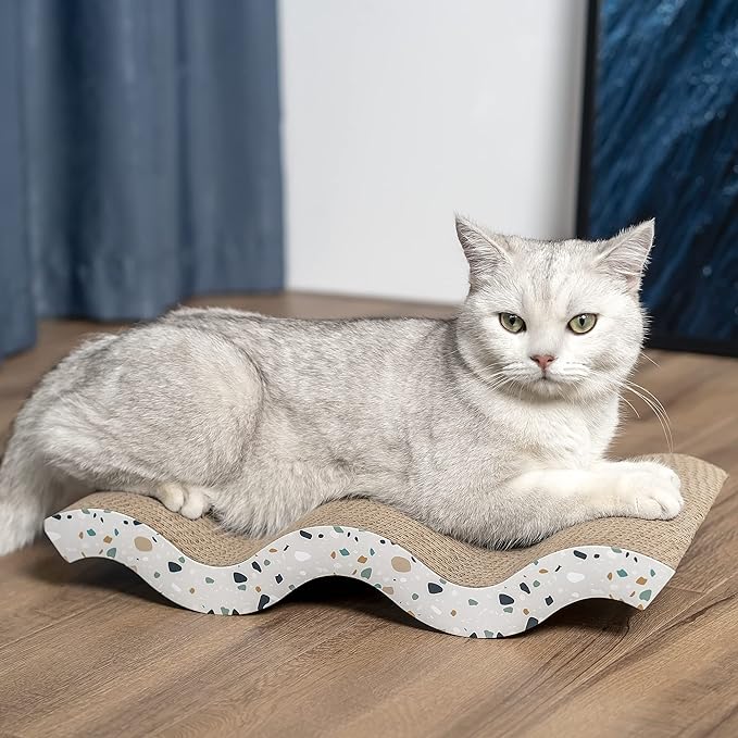 Conlun Cat Scratcher Cardboard Cat Scratch Pad with Premium Scratch Textures Design Durable Cat Scratching Pad Reversible Mountain 17L x 9W x 2.6H