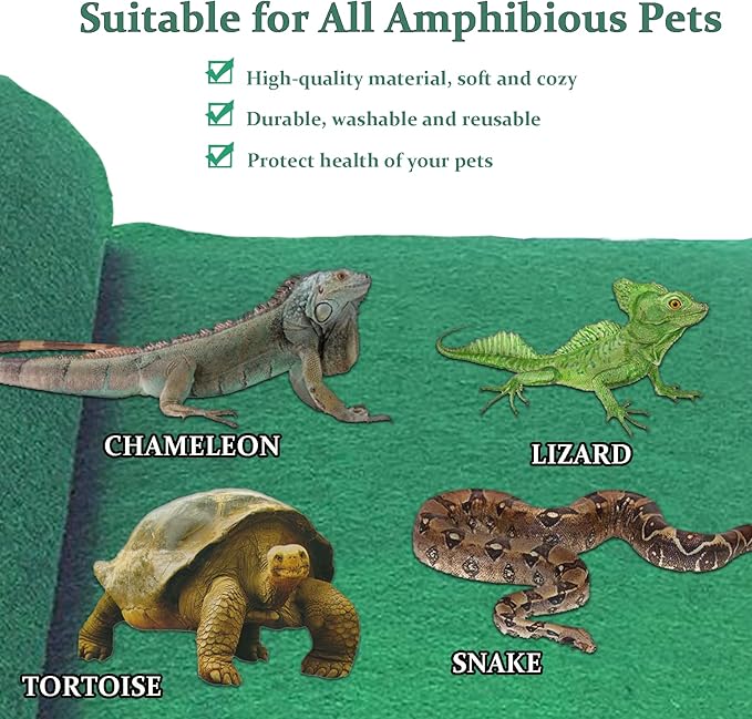 47.2" X 23.6" Reptile Carpet Large Mat Substrate Liner Bedding Reptile Supplies for Terrarium Lizards Snakes Bearded Dragon Gecko Chamelon Turtles Iguana