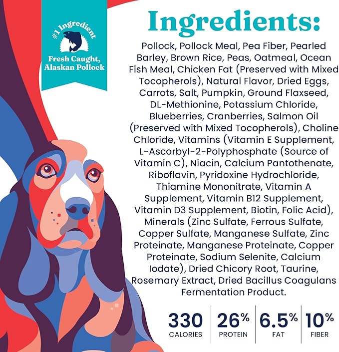 Solid Gold Fit and Fabulous Pollock - Dry Dog Food for Weight Control - Digestive Probiotics for Dogs - Gluten Free - High Fiber & Low Fat - Omega, Superfood & Antioxidant Support - 4 LB