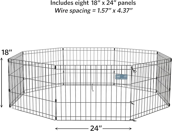 MidWest Homes for Pets Dog Exercise Pen & Playpen, 18-Inch, No Door, Black