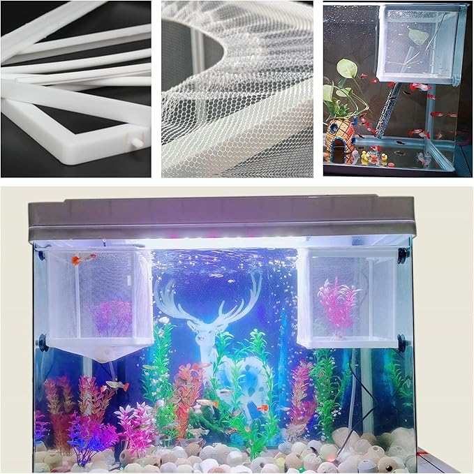 2 Pack Aquarium Fish Breeder Box Large Mesh Box Fry Nursery Net Box Baby Fish Separator Hatchery Fish Tank Divider for Baby Fishes Shrimp Guppy Clownfish Aggressive Fish