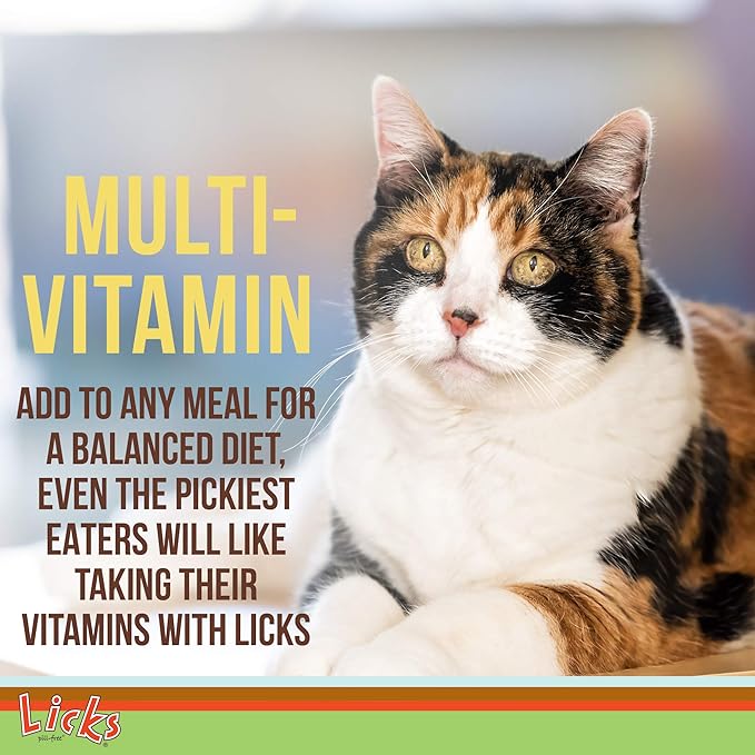 Licks Pill-Free Cat Multivitamin - Cat Supplement with Vitamin C, D, and Calcium - Multivitamin Pet Supplies - Gel Packets - 10 Use