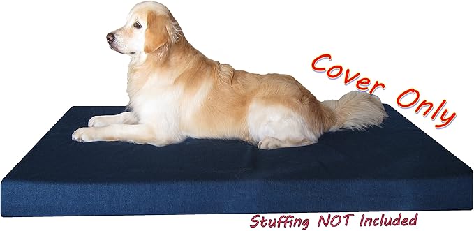 Dogbed4less XXL 55X37X4 Inches Blue Color Denim Jean Dog Pet Bed External zipper Duvet Cover - Replacement cover only