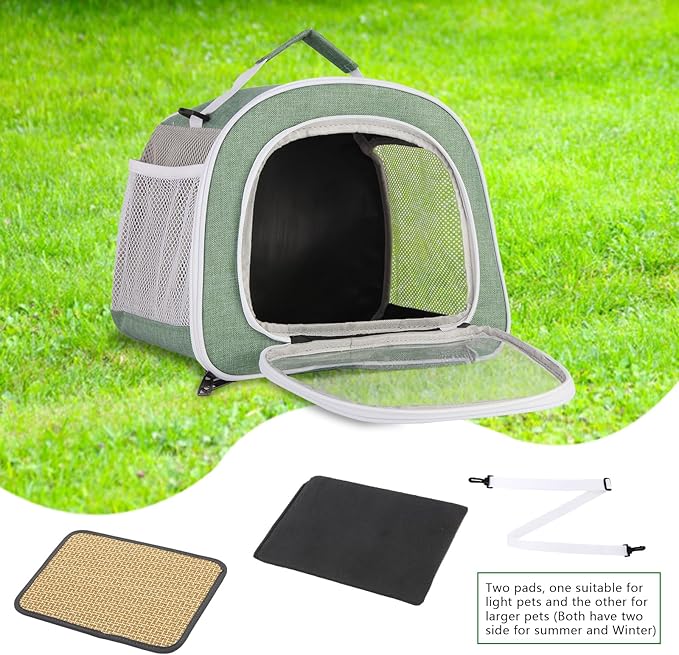 Guinea Pig Travel Carrier Bag,Portable Small Animal Carrier Pouch for Hamster Chinchilla Rabbit Bunny Gerbil Hedgehog Sugar Glider Hedgehog Outgoing Travel Carrying Bag (with two pads)