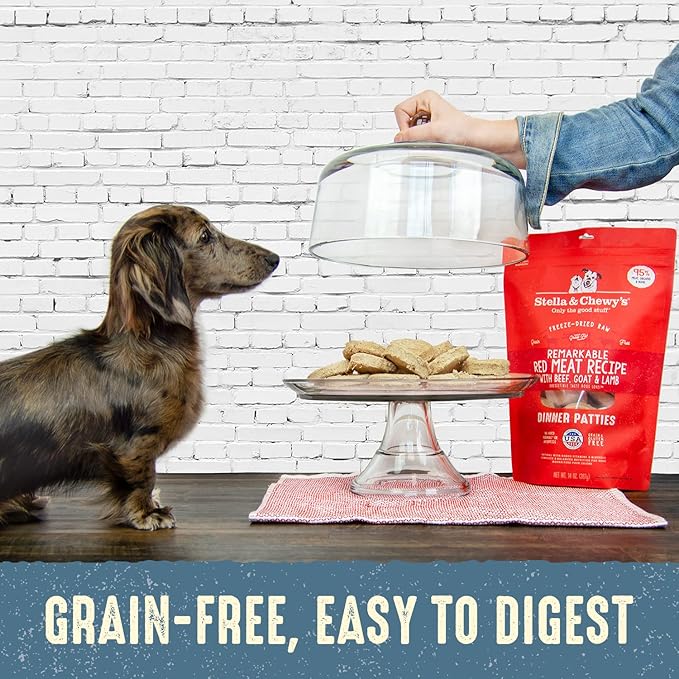 Stella & Chewy's Freeze Dried Raw Dinner Patties – Grain Free Dog Food, Protein Rich Simply Venison Recipe – 25 oz Bag