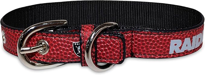 Pets First Tough Leather Pet Collar NFL Los Vegas Raiders Premium Dog Collar, Limited Edition, Best & Strongest Heavy-Duty Dog Collar!, Small (12-15"" Long & 0.75"" Wide) (OAK-3081-SM)