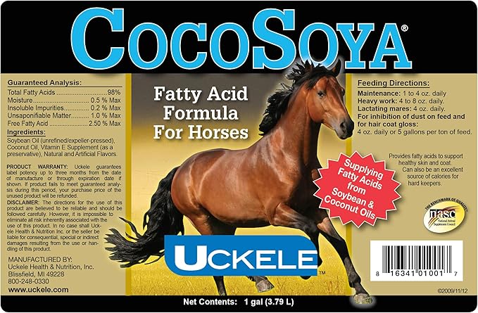 Uckele CocoSoya Oil Horse Supplement - Omega Fatty Acid Supplement for Horses - Equine Vitamin & Mineral Supplement - 1 Gallon