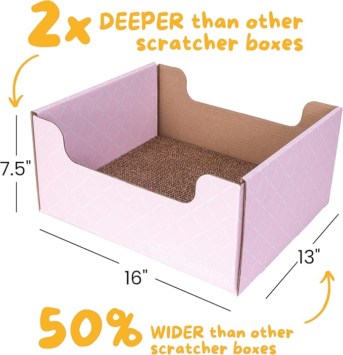 Hide & Scratch Extra-Large Heavy Duty Cardboard Cat Scratcher Box and Cat Bed with Refillable Scratch Pad