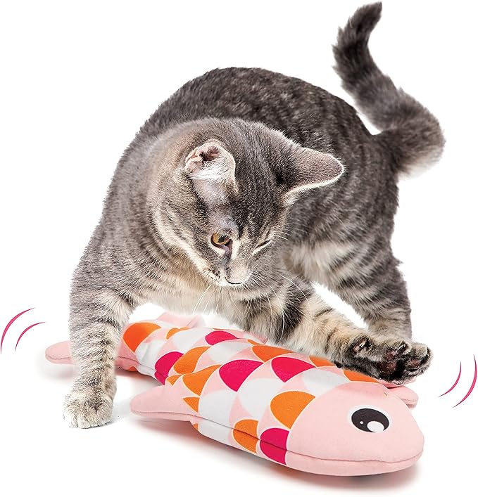 Catit Groovy Fish Interactive Cat Toy with Catnip, Pink (Pack of 4)