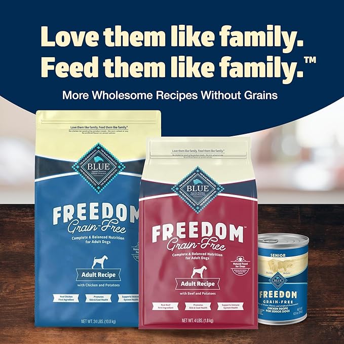 Blue Buffalo Freedom Grain-Free Dry Dog Food, Complete & Balanced Nutrition for Adult Dogs, Made in the USA With Natural Ingredients, Chicken & Potatoes, 24-lb. Bag