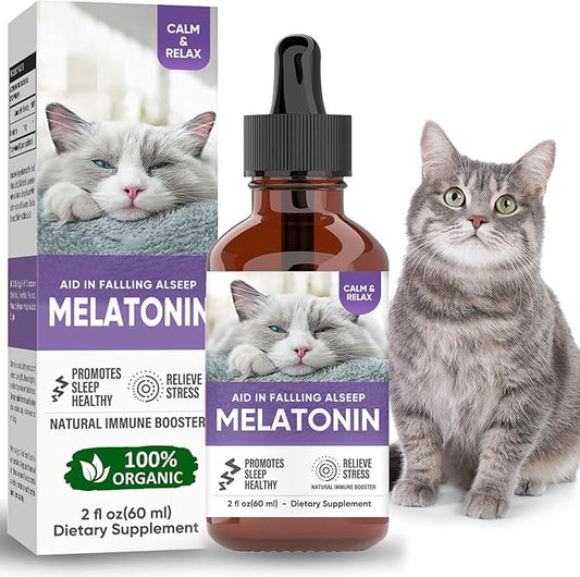 Melatonin for Cats, 2 Fl oz Cat Calming, Supports Restful Sleep for Your Cat, Anxiety Relief & Promote Relaxation