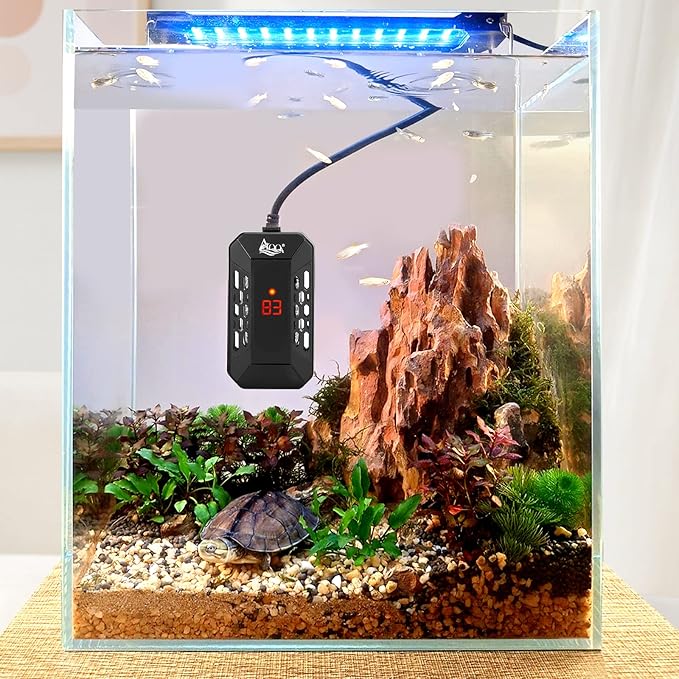 AQQA Aquarium Submersible Heater for Fish Tank,HD Temperature Display and Built-in Thermometer,External Controller Temperature Control Range 59℉-93℉,Safety Control Protects 150W