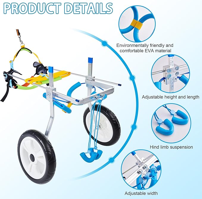 Adjustable Dog Wheelchair for Back Legs| Pet Wheelchairs with Disabled Hind Legs Walking|Stabel & Light Weight (7-Size) (XL)