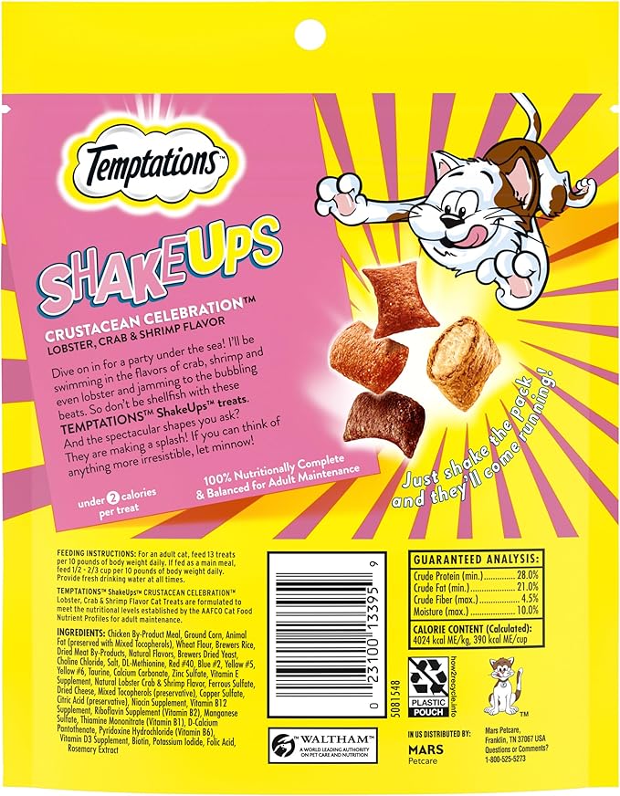 TEMPTATIONS ShakeUps Crunchy and Soft Cat Treats, CLUCKY CARNIVAL, Multiple Sizes