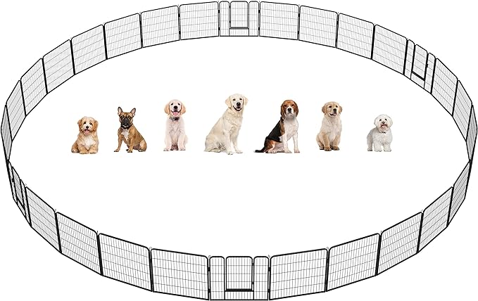 Yaheetech Outdoor Dog Playpen, Dog Pen Fences 32 Panels 32" Height Puppy Pet Playpen for Small/Medium Dogs Exercise Pen with 4 Doors Indoor Playpen for The Yard Garden RV Camping