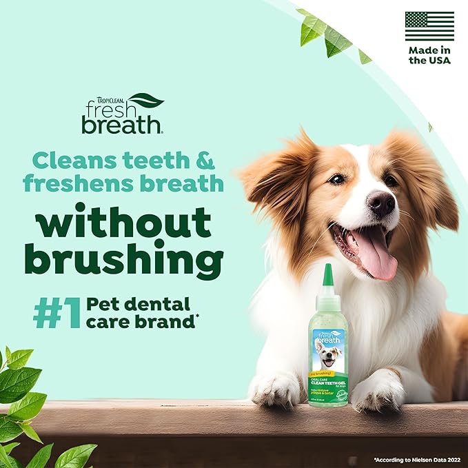 TropiClean No Brushing Gel | No more Dog Toothpaste and Toothbrush | Breath Gel for Dogs | Dental Gel Plaque Remover | Made in the USA | 4 oz.