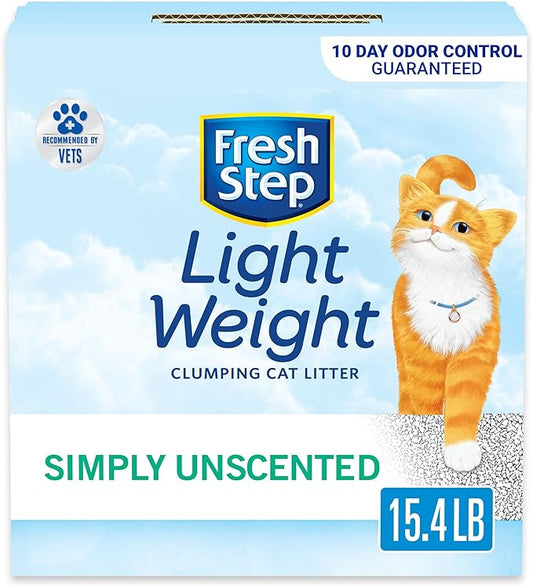 Fresh Step Clumping Cat Litter, Lightweight, Unscented, Long Lasting Odor Control Kitty Litter with Activated Charcoal, Low Dust Formula, 15.4 lb