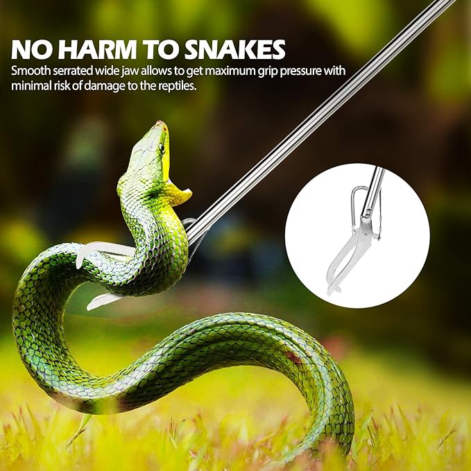 47" Lock Design Snake Tongs,Extra Heavy Duty Standard Reptile Grabber Rattle Snake Catcher Wide Jaw Handling Tool