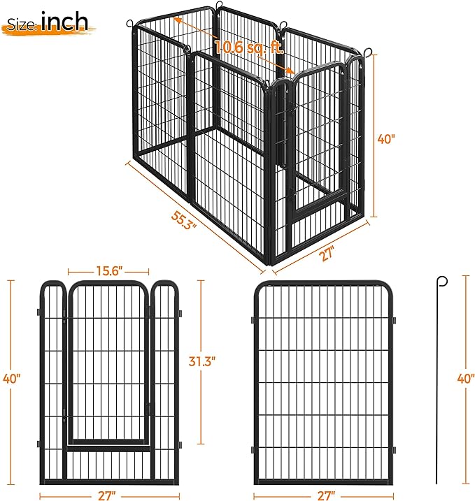 Yaheetech Dog Playpen Outdoor, 6 Panel Dog Fence 40" Indoor Pet Pen for Large/Medium/Small Dogs Heavy Duty Pet Exercise Pen for Puppy/Rabbit/Small Animals Portable Playpen for RV Camping Garden Yard