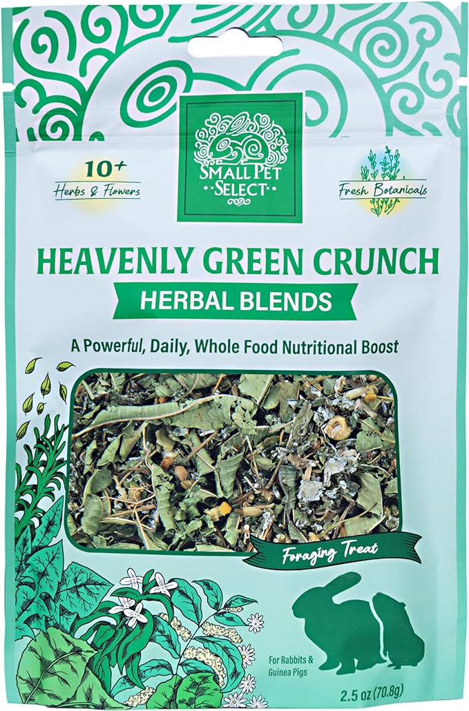Small Pet Select - Heavenly Green Crunch Herbal Blend, a Natural Herbal Treat for Rabbits and Guinea Pigs, 2.5oz