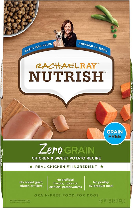 Rachael Ray Nutrish Zero Grain Dry Dog Food, Chicken & Sweet Potato Recipe, 26 Pound Bag