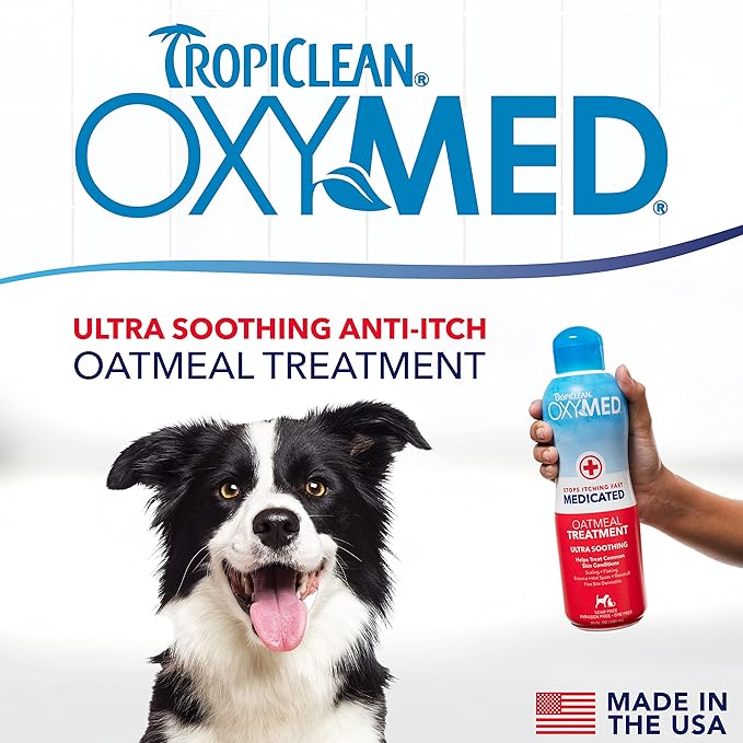 TropiClean Oxymed Medicated Cat & Dog Conditioner For Itchy Skin | Skin Soothing Oatmeal Conditioner For Dogs & Cats | 20 oz