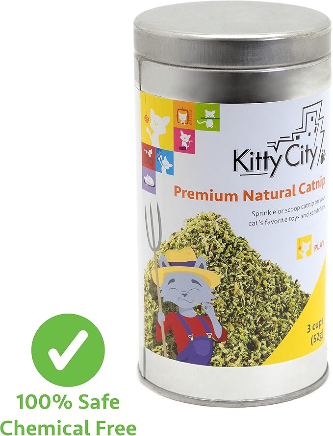 Kitty City Cat Premium Natural Catnip Tin, Premium Catnip Bag and 3-Pack, Catnip with Silvervine, Catnip Spray