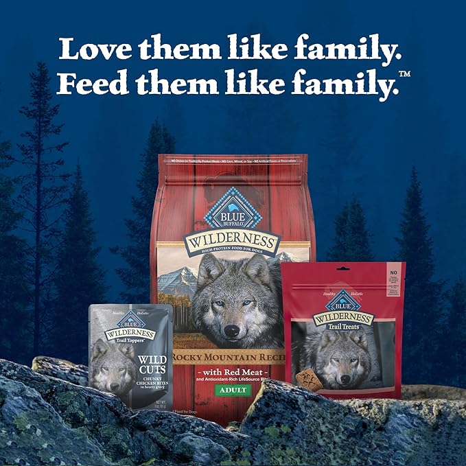 Blue Buffalo Wilderness Trail Toppers Wild Cuts Natural High-Protein Dog Wet Food, Chicken Bites in Hearty Gravy, 3-oz Pouch, 12 Count