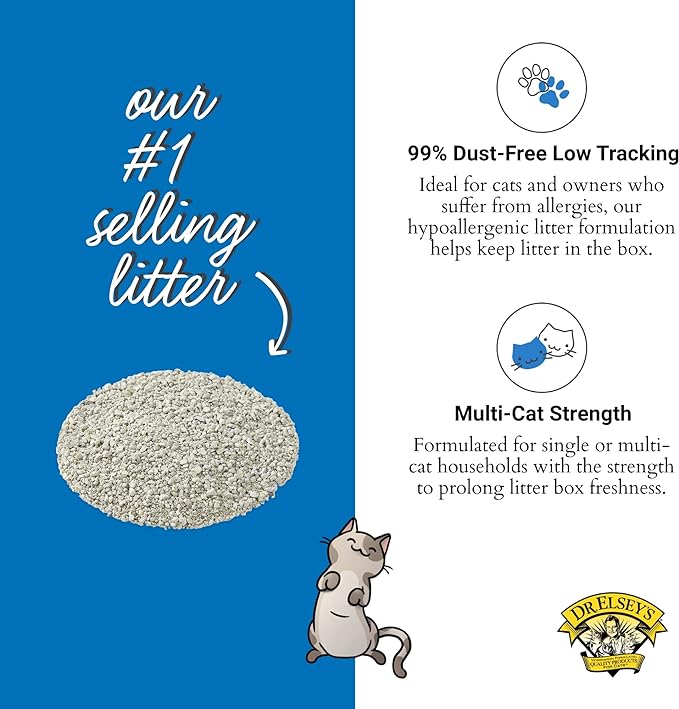 Dr. Elsey's Premium Clumping Cat Litter - Ultra - 99.9% Dust-Free, Low Tracking, Hard Clumping, Superior Odor Control, Unscented & Natural Ingredients