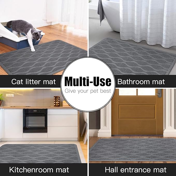 UPSKY Cat Litter Mat, Large Cat Litter Trapping Mat Scatter Control Goes Under Litter Box Mat, Multi-Use Waterproof & Anti-Slip kitty Litter Mat, Pet Feeding Mat, Door Mat. (35" x 23")