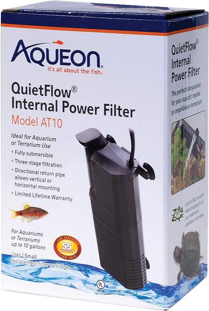 Aqueon Submersible Internal Aquarium Filter, AT10 Gallons