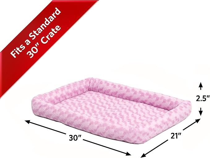 MidWest Homes for Pets Bolster Dog Bed 30L- Inch Pink Dog Bed or Cat Bed w/ Comfortable Bolster | Ideal for Medium Dog Breeds & Fits a 30-Inch Dog Crate | Easy Maintenance Machine Wash & Dry