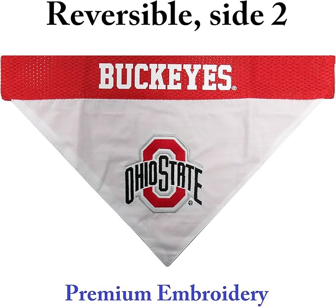Pets First Collegiate Pet Accessories, Reversible Bandana, Ohio State Buckeyes, Small/Medium,Red/White