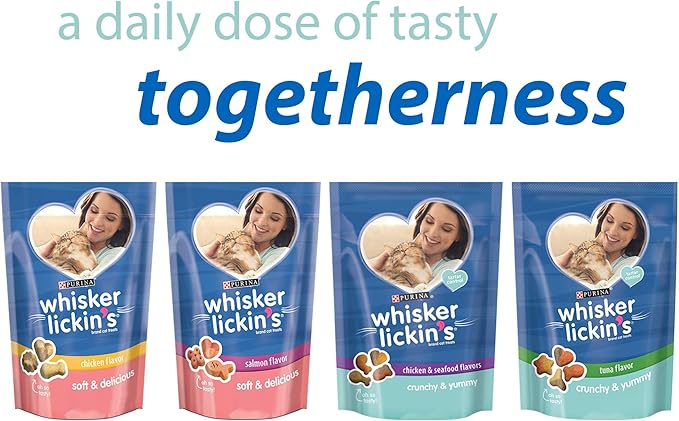 Purina Whisker Lickin's Cat Treats, Crunchy & Yummy Tuna Flavor - (Pack of 4) 10 oz. Pouches