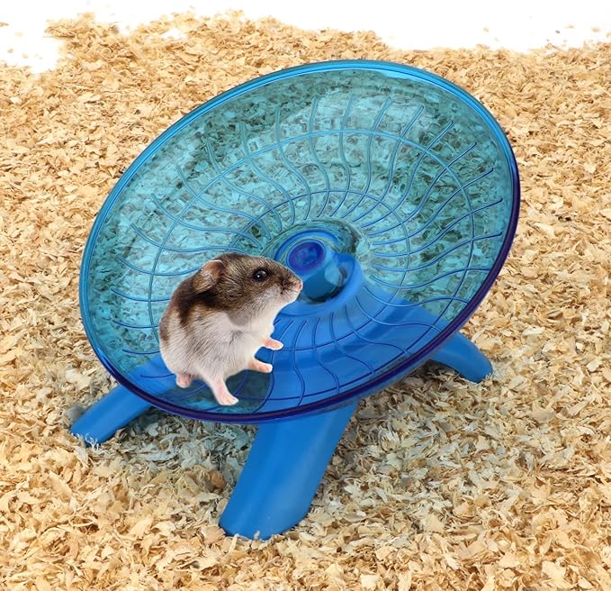 Hamster Wheel Silent Hamster Exercise Wheel Running Spinner Hamster Flying Saucer for Hamsters Gerbils Mice and Other Small Pets (Blue)