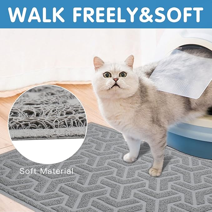 UPSKY Cat Litter Mat, Litter Trapping Mat Soft on Kitty Paws, Large Litter Box Mat 35" x 24" Scatter Control for Cat Litter, Waterproof and Extra Large Litter Box Carpet.