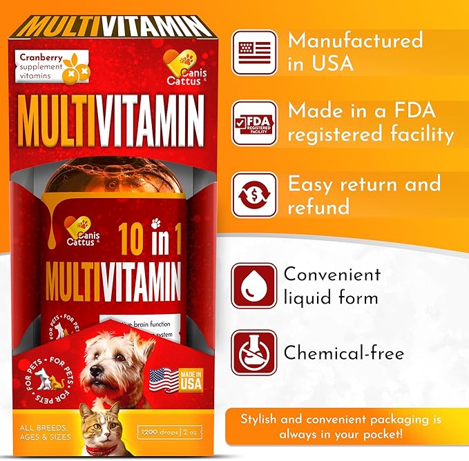 Cat Multivitamin | Dog Vitamins and Supplements | Cat Supplements & Vitamins | Multivitamin for Dogs | Pet Honesty Multivitamin 10-in-1 | Dog Supplements & Vitamins | Vitamins for Dogs | 3 Pack