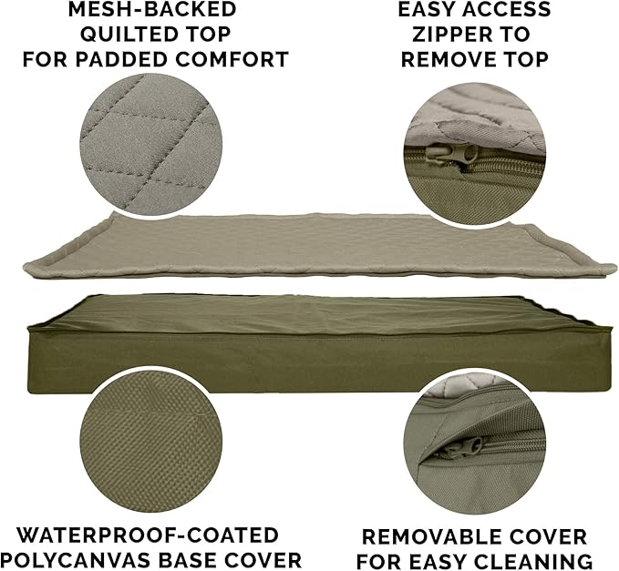 Furhaven Water-Resistant Cooling Gel Dog Bed for Large Dogs w/ Removable Quilt Top & Washable Cover, For Dogs Up to 125 lbs - Indoor/Outdoor Quilt Top Convertible Mattress - Dark Sage, Jumbo Plus/XXL