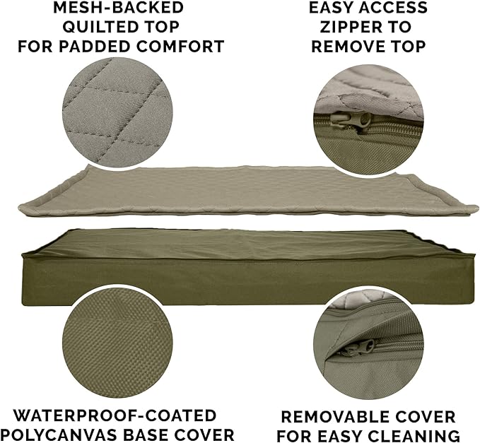 Furhaven Water-Resistant Orthopedic Dog Bed for Large Dogs w/ Removable Quilt Top & Washable Cover, For Dogs Up to 95 lbs - Indoor/Outdoor Quilt Top Convertible Mattress - Dark Sage, Jumbo/XL