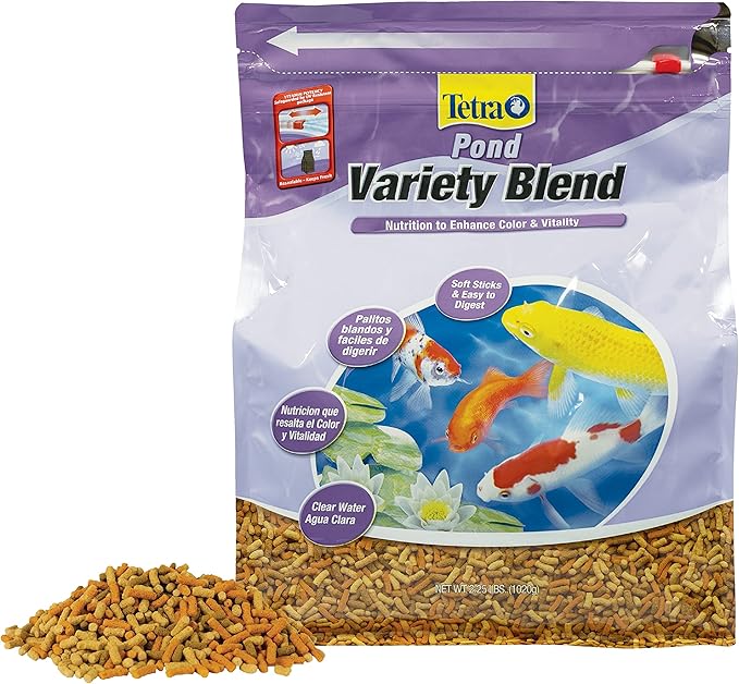 TetraPond Variety Blend, Pond Fish Food, for Goldfish and Koi & Goldfish Flakes 2.2 Pound Bucket, Nutritionally Balanced Diet for Aquarium Fish