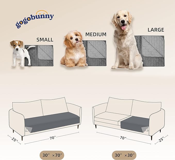 gogobunny 100% Double-Sided Waterproof Dog Bed Cover Pet Blanket Sofa Couch Furniture Protector for Puppy Large Dog Cat, Reversible (40x50 Inch (Pack of 1), Dark Grey/Light Grey)