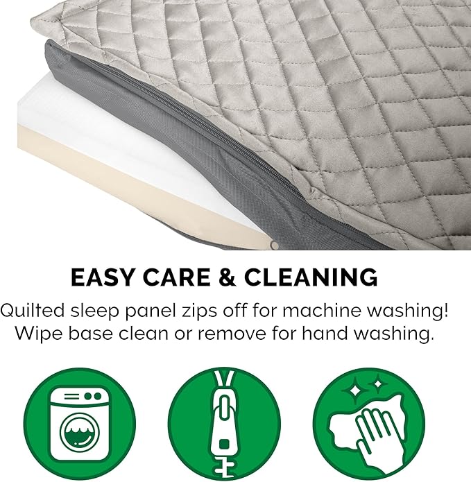 Furhaven Water-Resistant Memory Foam Dog Bed for Large Dogs w/ Removable Quilt Top & Washable Cover, For Dogs Up to 95 lbs - Indoor/Outdoor Quilt Top Convertible Mattress - Gray, Jumbo/XL
