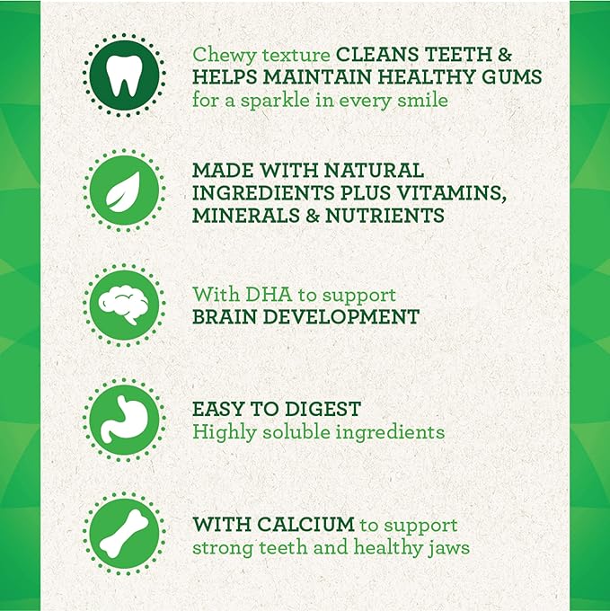 Greenies Puppy 6+ Months Regular Natural Dog Dental Care Dog Treats, 12 oz. Pack (12 Treats)