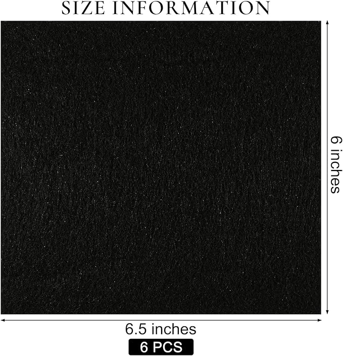 Resinta 6 Pack Cat Litter Box Charcoal Filter 6 x 6.5 Inch Replacement Carbon Odor Filters Activated Carbon Litter Box for Hooded Cat Litter Boxes and Pans, Black