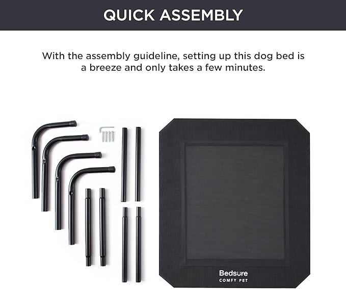 Bedsure Large Elevated/Raised Pet Cots Bed with Skid-Resistant Feet for Large Dogs, Hammock, Indoor & Outdoor, Portable, Frame with Breathable Mesh