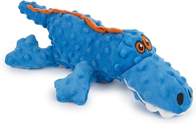 goDog Gators With Chew Guard Technology Tough Plush Dog Toy, Blue, Large (774019)