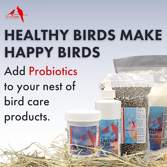 Morning Bird Probiotics, Live Microbial Food Supplement for Young and Adult Birds, Enhances The Natural Intestinal Microbe Balance, 16 oz